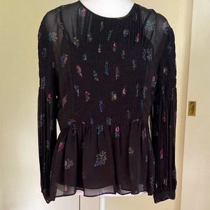 Veronica Beard Silk Floral Peplum Blouse